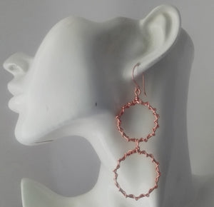Double hoop wrapped copper Earring